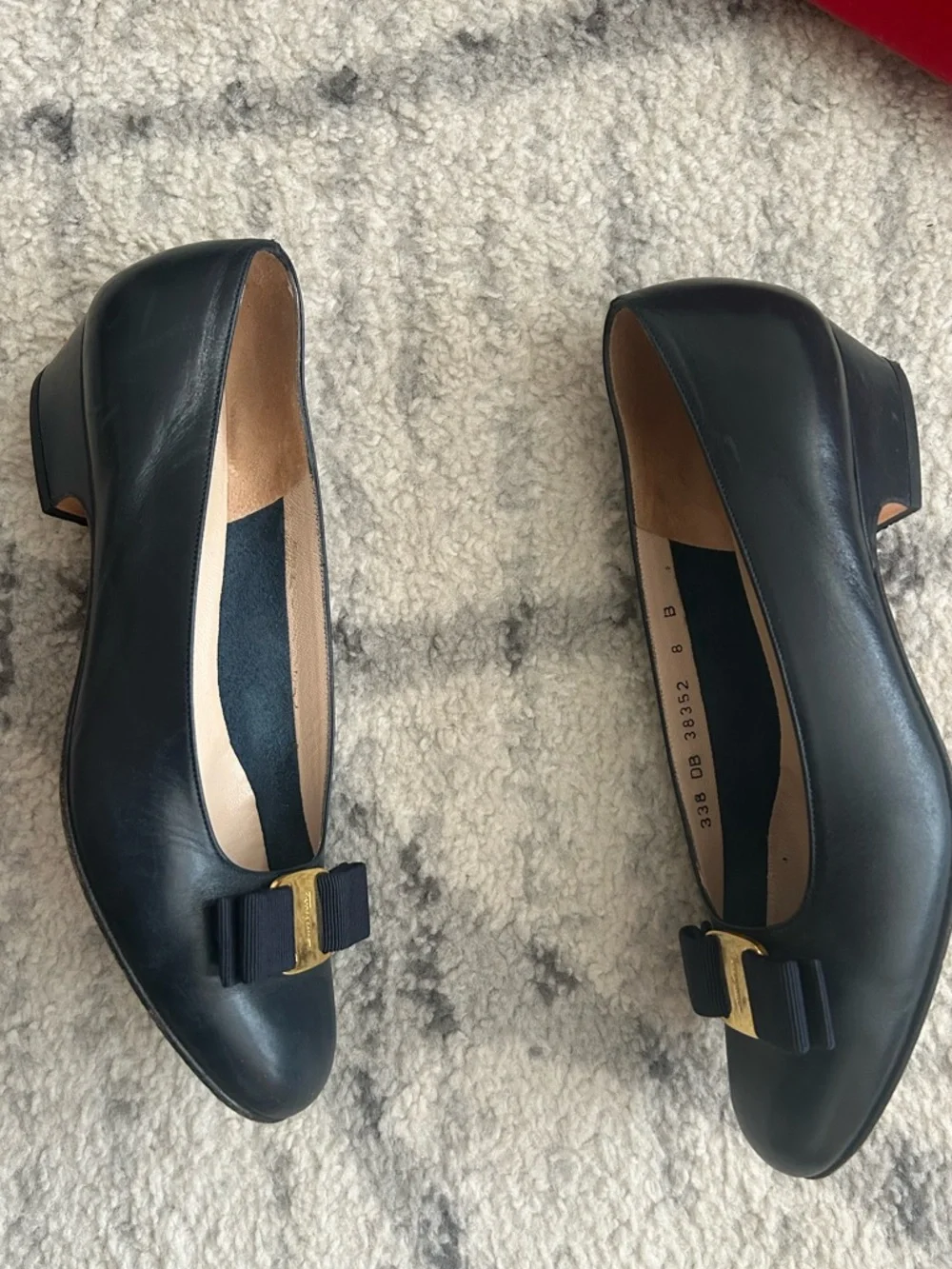 Salvatore Ferragamo Black Leather Vara Bow Pumps with Gold Buckle - Picture 4 of 10